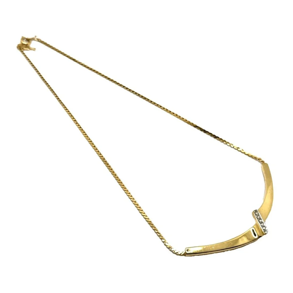 Vintage CROWN TRIFARI Gold Tone Rhinestone Choker Necklace 1970s 15